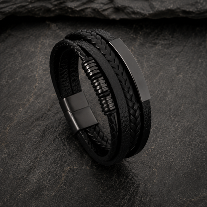 Zelestino Onyx Leren Herenarmband
